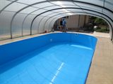 Venkovní ocelový krytý bazén po rekonstrukci a výměně vnitřní folie bazénu